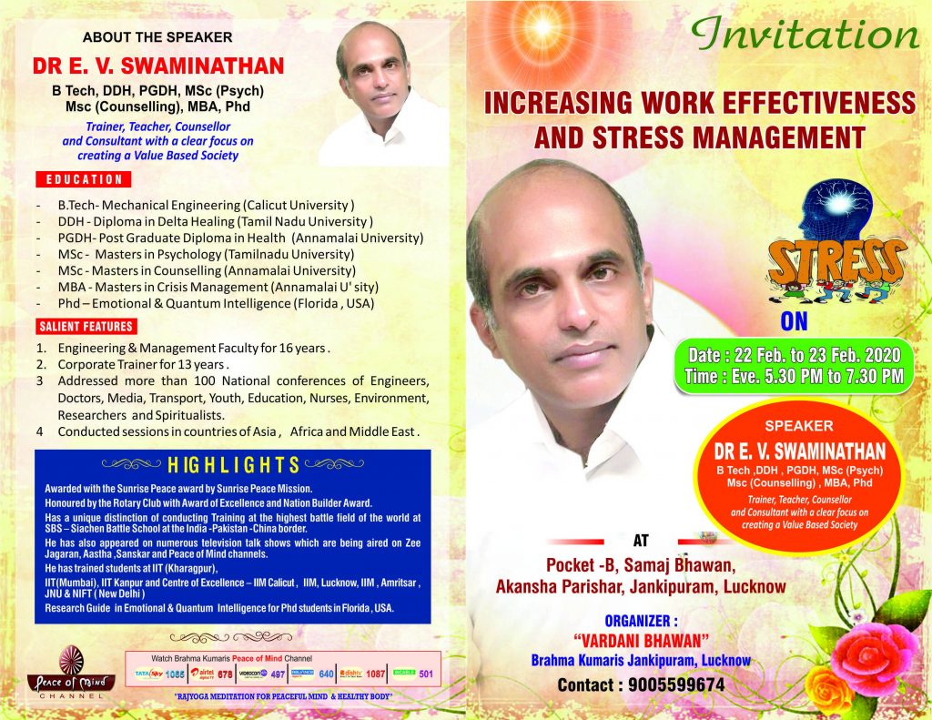 We welcome you all -A STRESS MANAGEMENT TRAINING PROGRAM